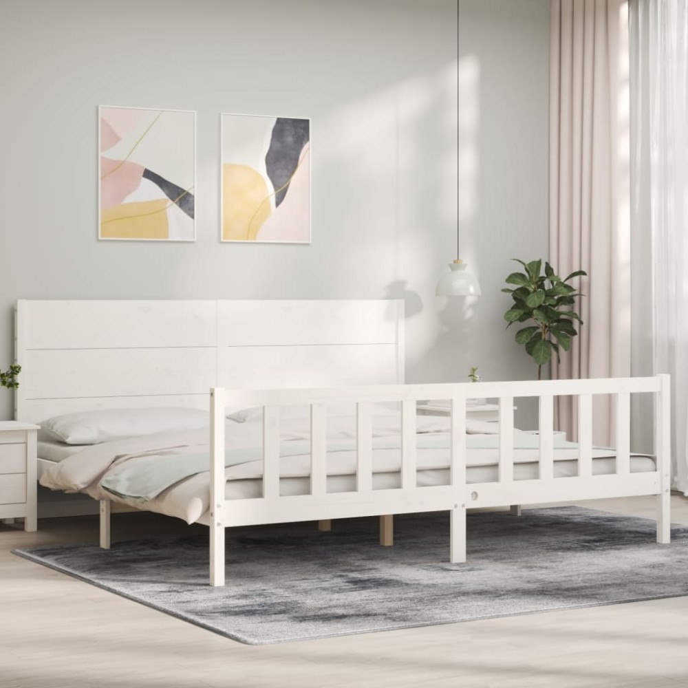 vidaXL Sängram utan madrass vit 200x200 cm massiv furu