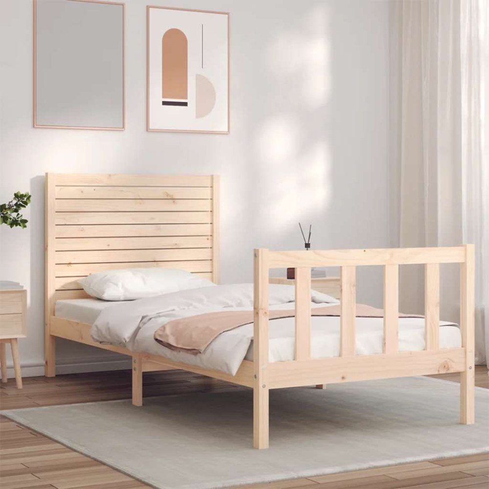 vidaXL Sängram utan madrass 90x200 cm massiv furu