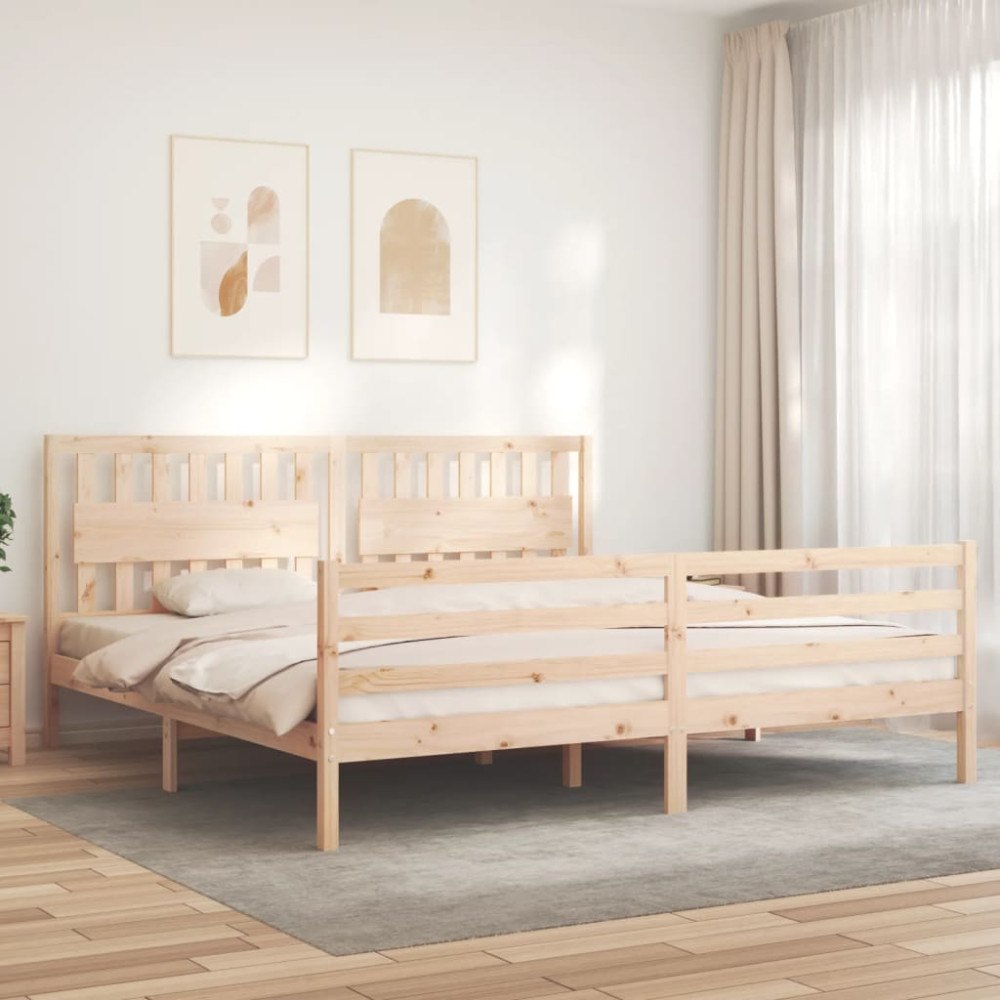 vidaXL Sängram med huvudgavel 200x200 cm massivt trä