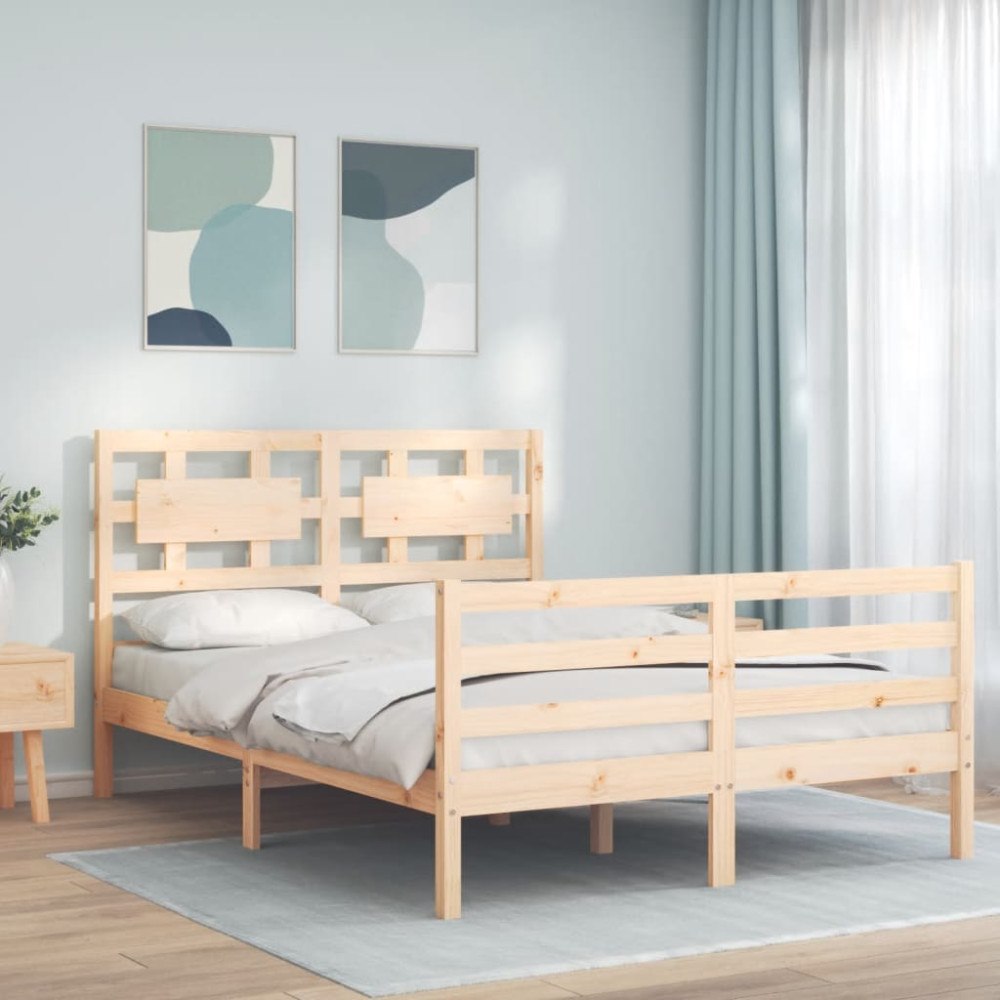 vidaXL Sängram med huvudgavel 120x200 cm massivt trä