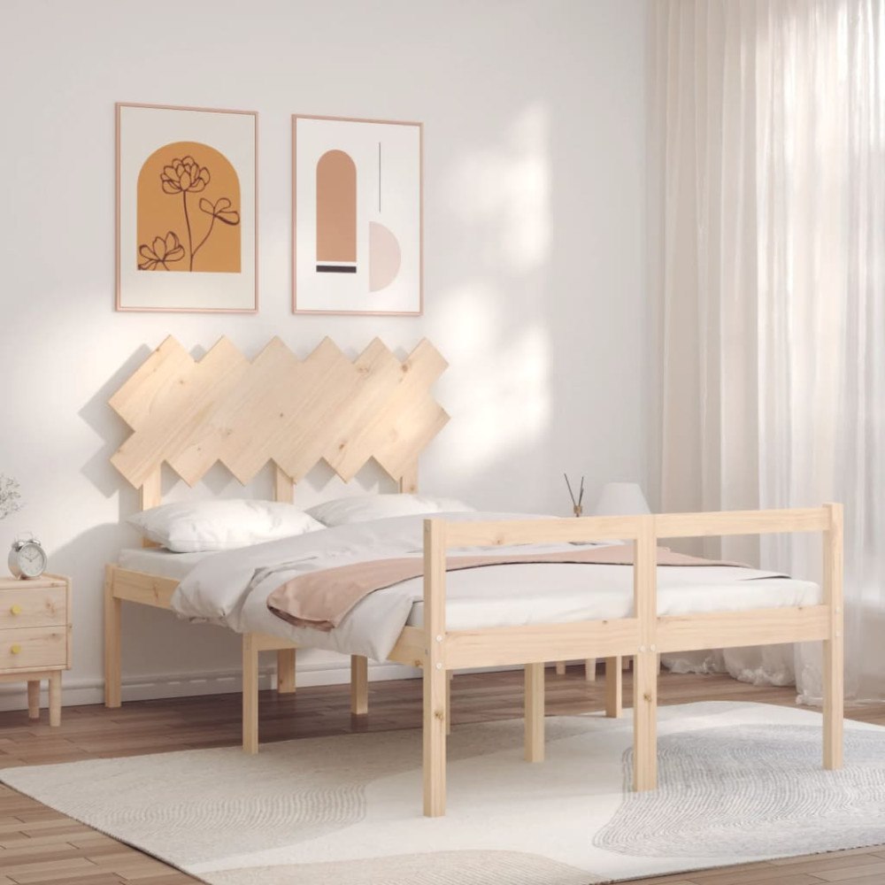 vidaXL Sängram med sänggavel 120x200 cm massivt trä