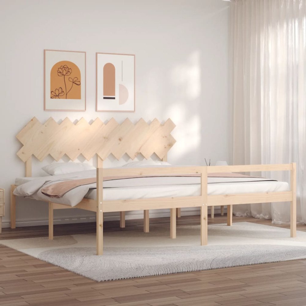 vidaXL Sängram med sänggavel 200x200 cm massivt trä