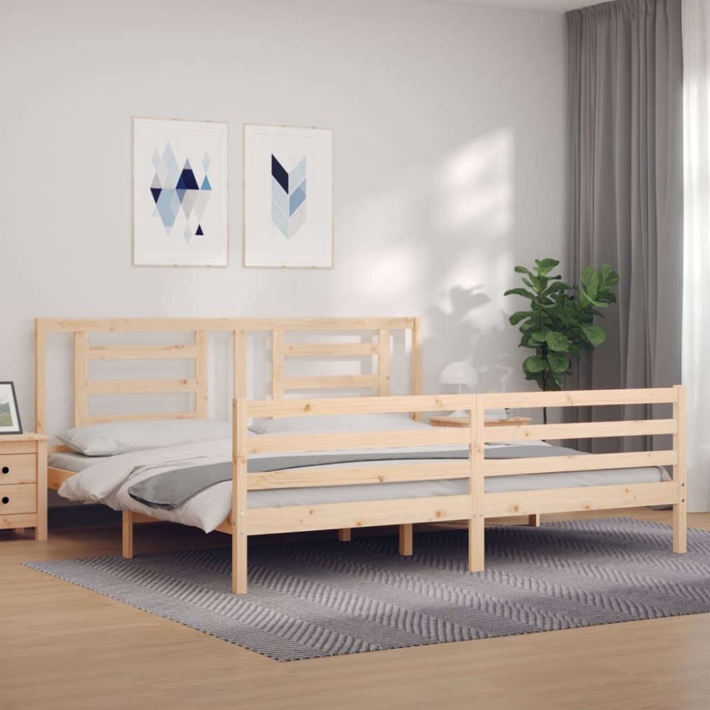 vidaXL Sängram med huvudgavel 200x200 cm massivt trä