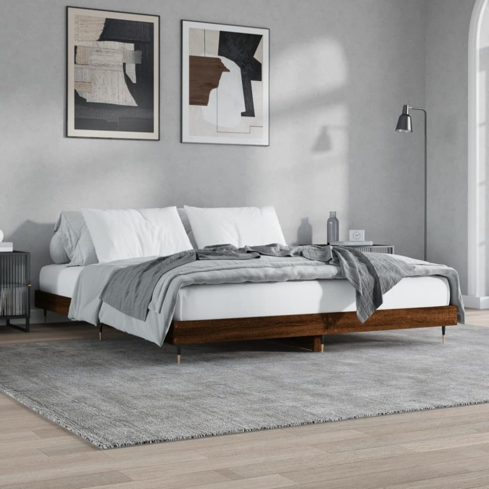 vidaXL Sängram utan madrass brun ek 120x200 cm konstruerad trä