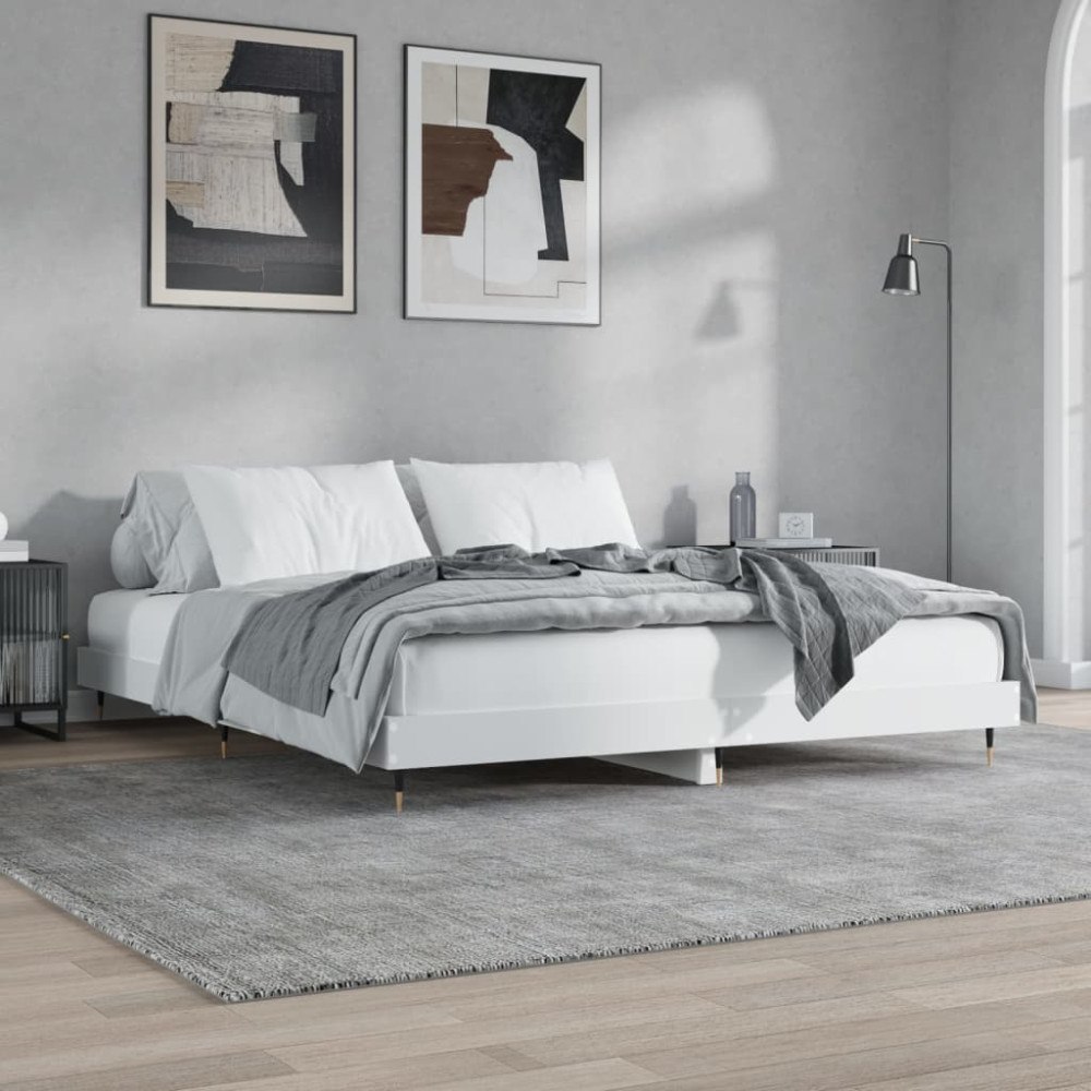 vidaXL Sängram vit 120x200 cm konstruerat trä