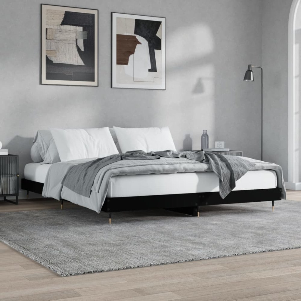 vidaXL Sängram svart 120x200 cm konstruerat trä