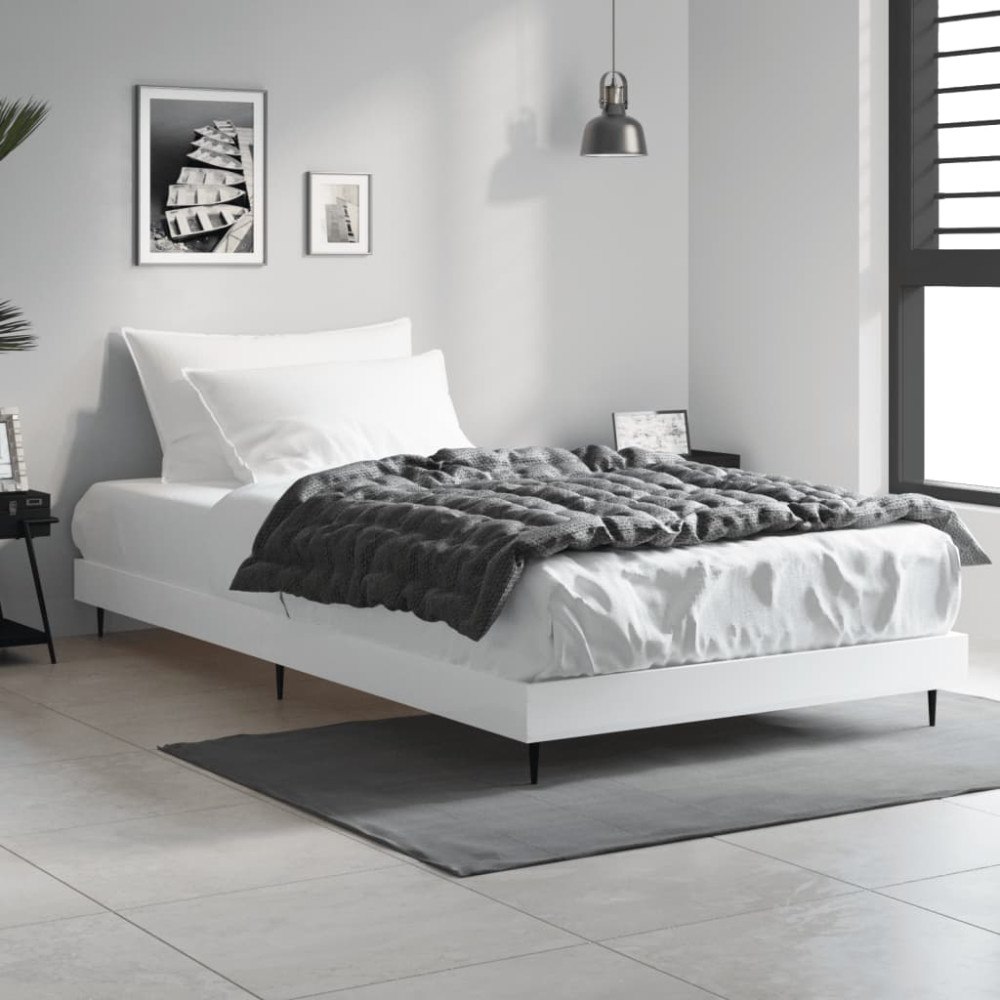 vidaXL Sängram vit 90x200 cm konstruerat trä