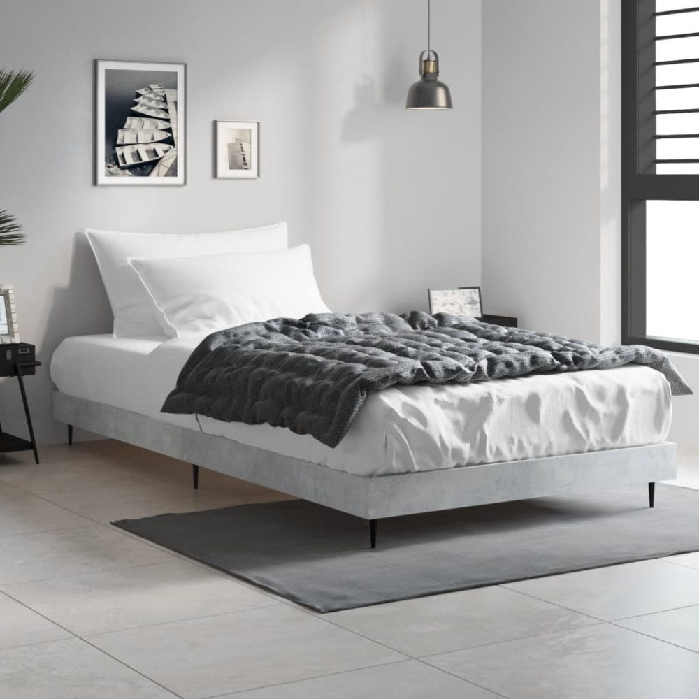 vidaXL Sängram betonggrå 90x200 cm konstruerad trä