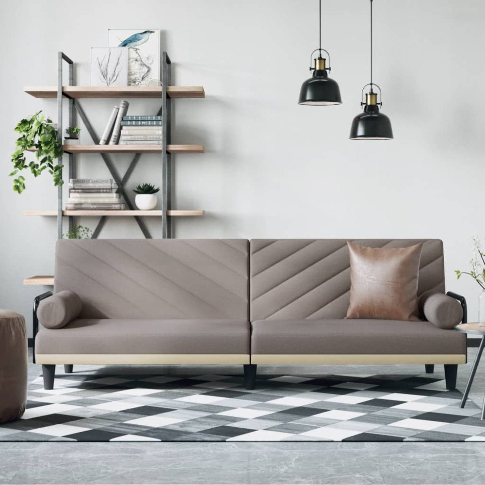 vidaXL Bäddsoffa med armstöd taupe tyg