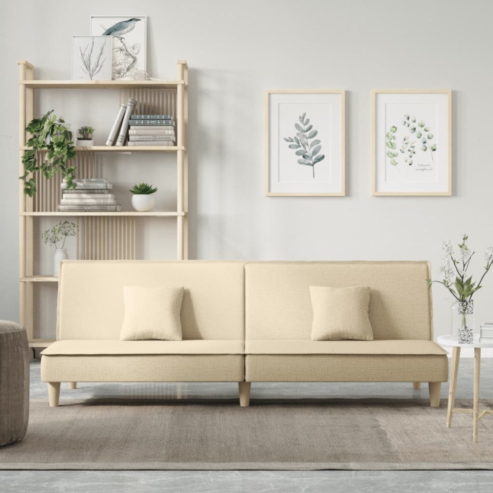 vidaXL Bäddsoffa gräddvit tyg