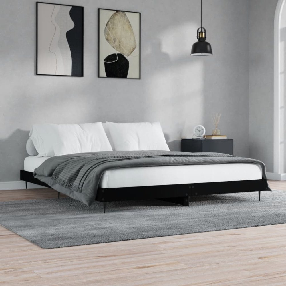 vidaXL Sängram utan madrass svart 160x200cm konstruerat trä