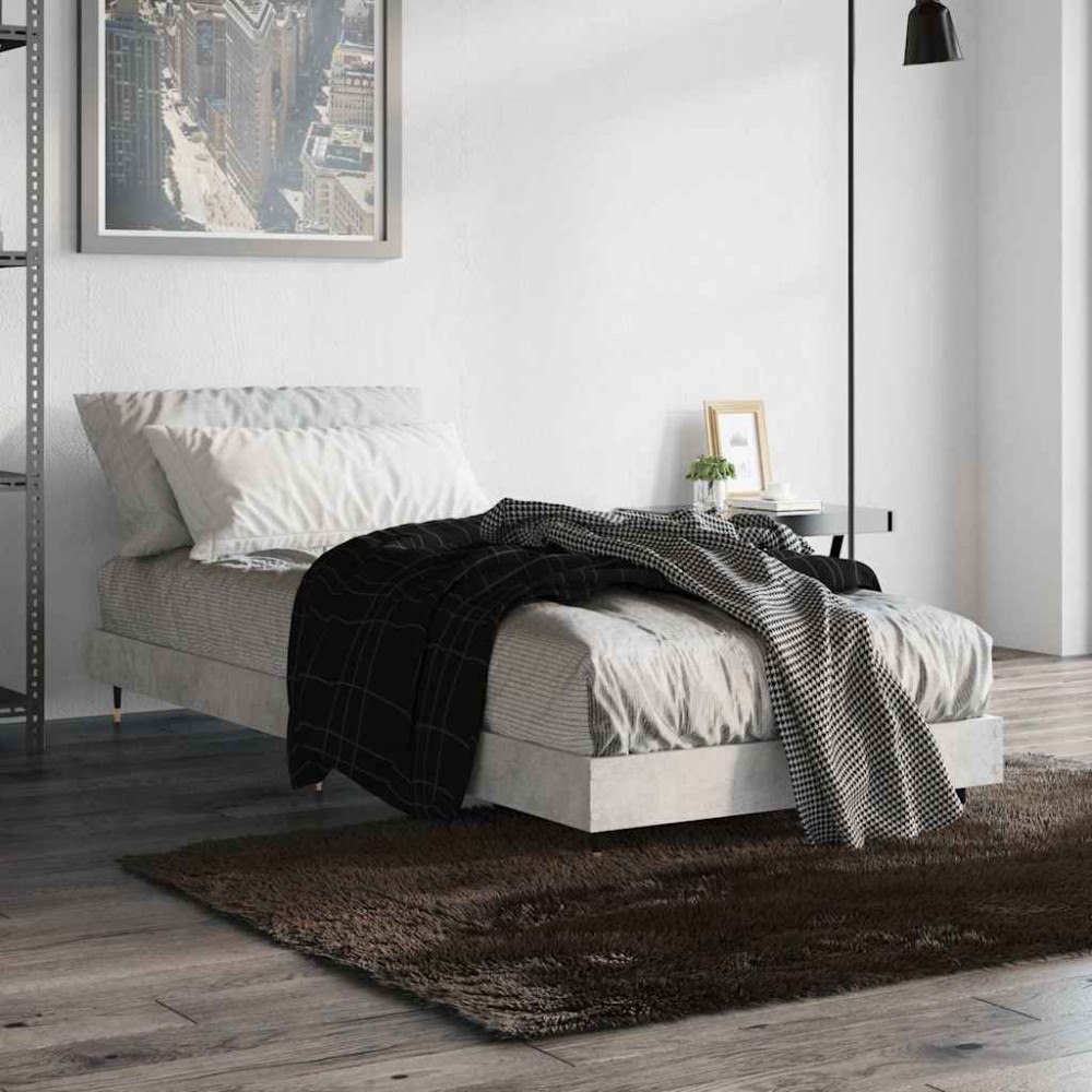 vidaXL Sängram betonggrå 75x190 cm konstruerad trä