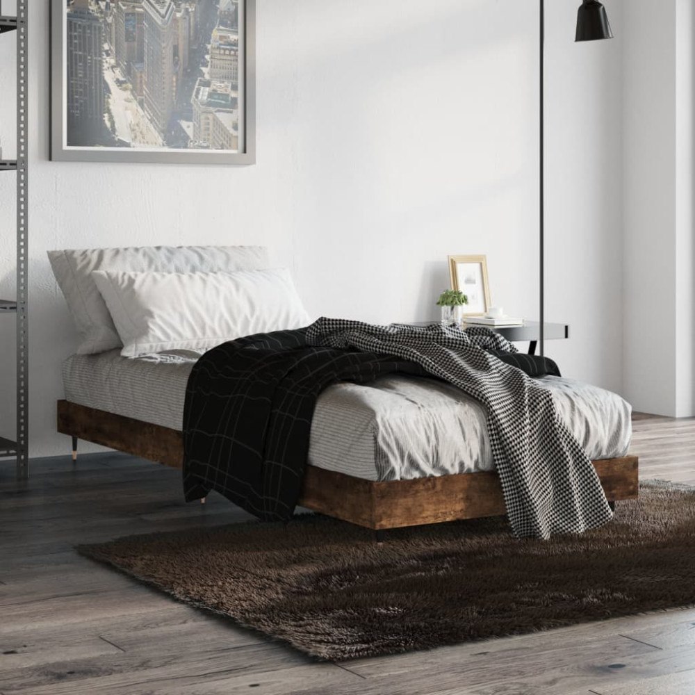 vidaXL Sängram utan madrass rökfärgad ek 75x190 cm konstruerad trä