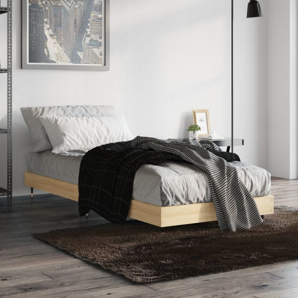 vidaXL Sängram utan madrass sonoma-ek 75x190 cm konstruerad trä
