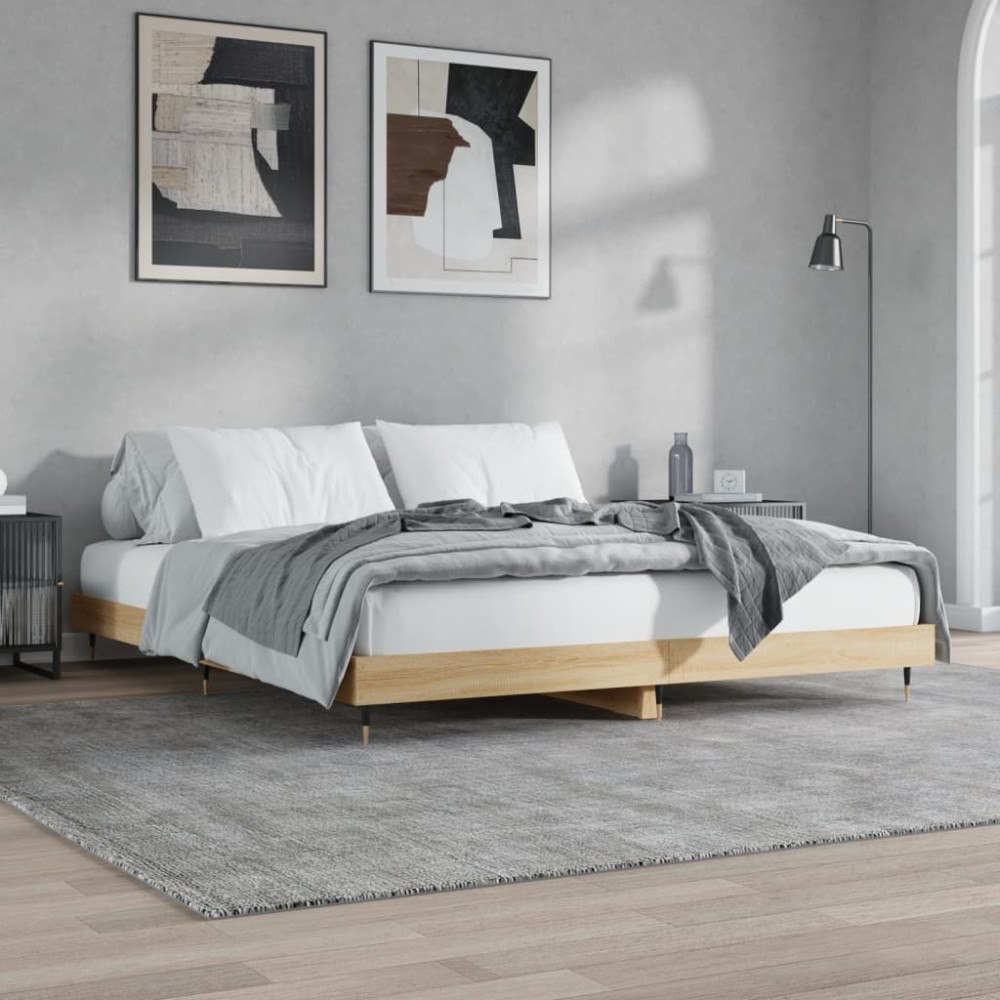 vidaXL Sängram utan madrass Sonoma ek 180x200cm konstruerat trä