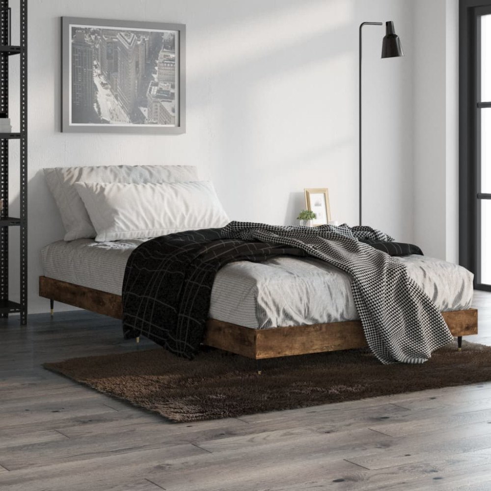 vidaXL Sängram utan madrass rökfärgad ek 90x190 cm konstruerad trä