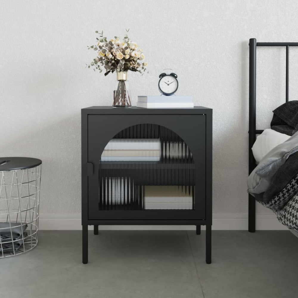 vidaXL Sängbord svart 50x35x60 cm glas och stål