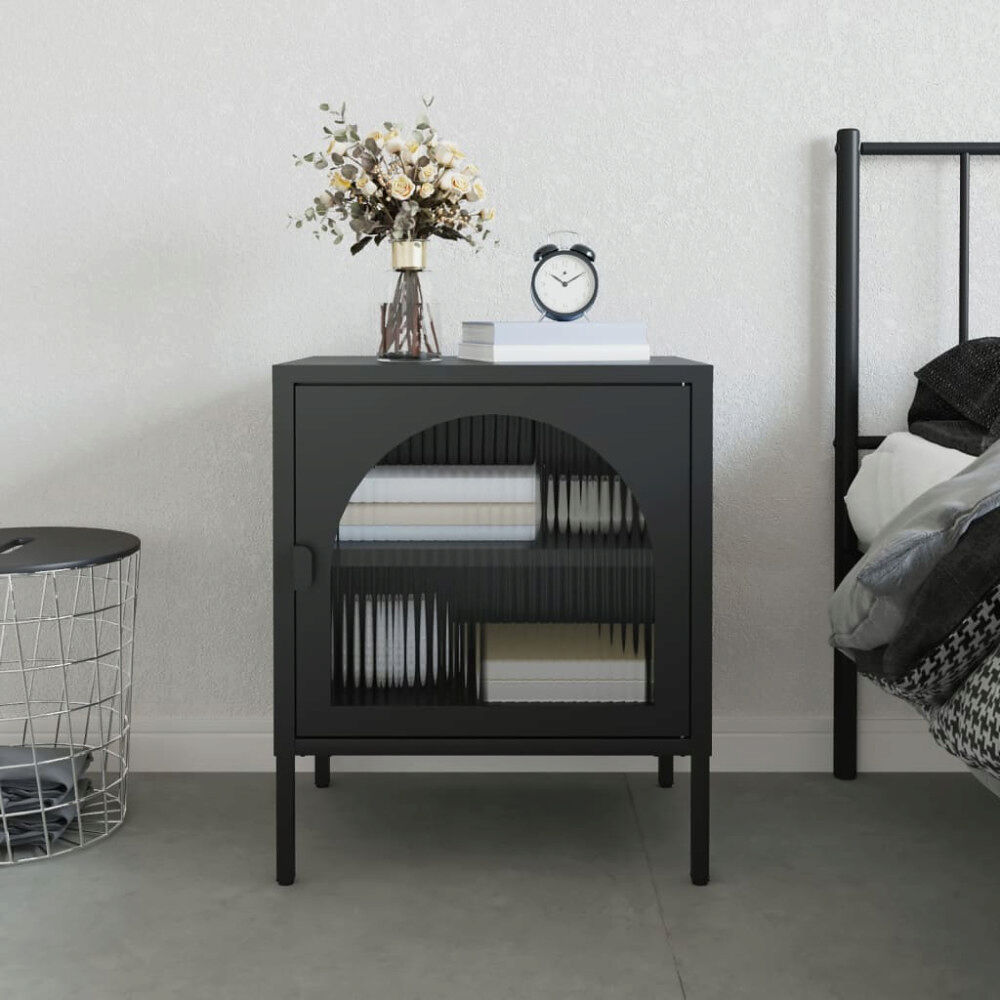 vidaXL Sängbord svart 50x35x60 cm glas och stål