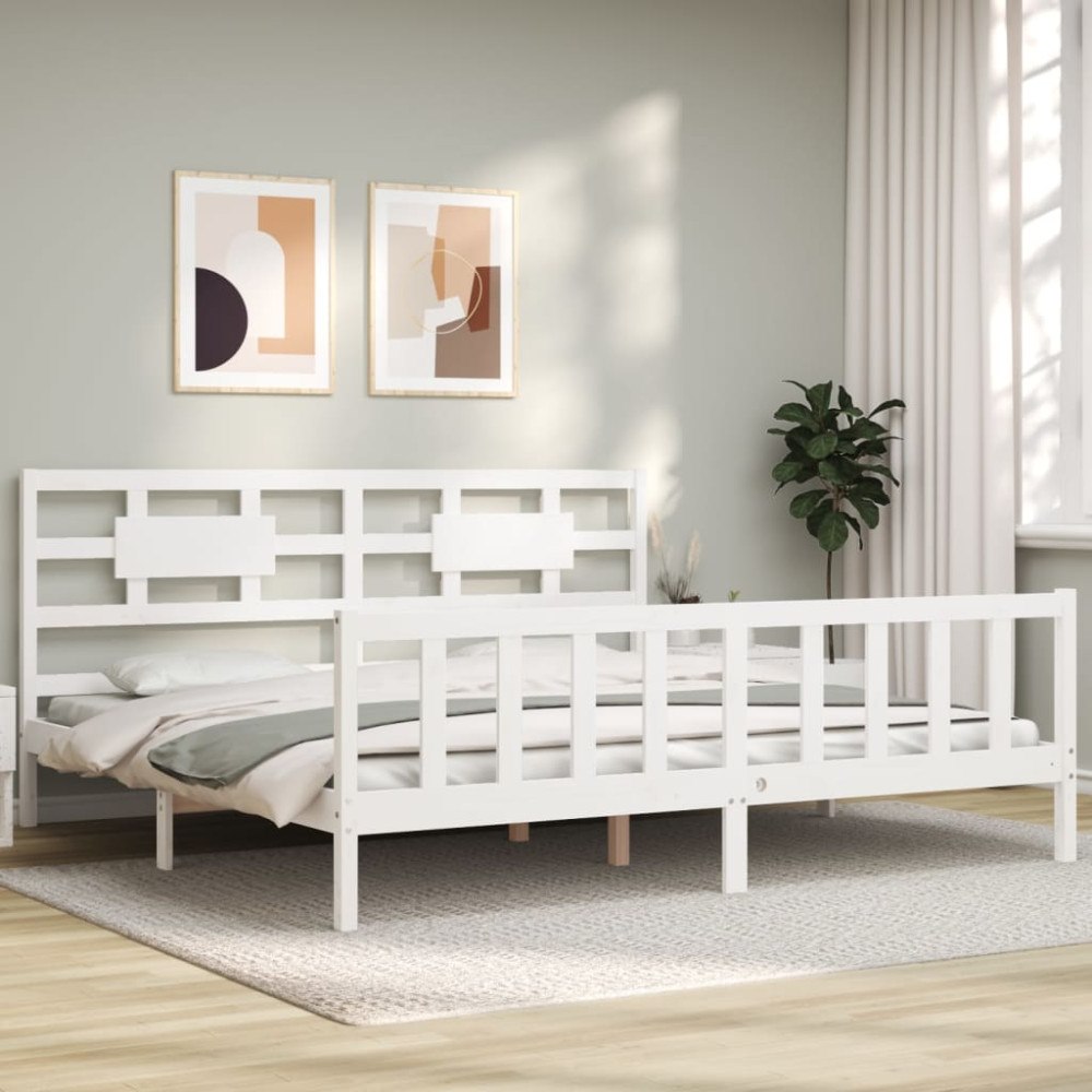 vidaXL Sängram utan madrass vit 200x200 cm massiv furu