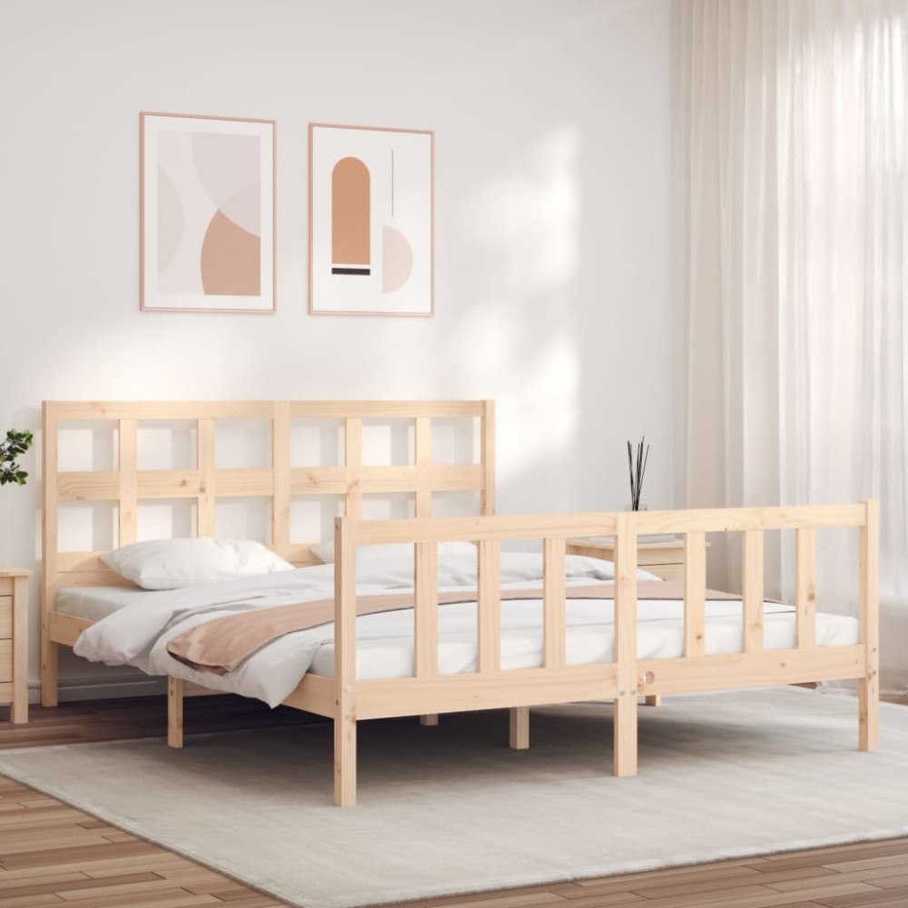 vidaXL Sängram utan madrass 160x200 cm massiv furu