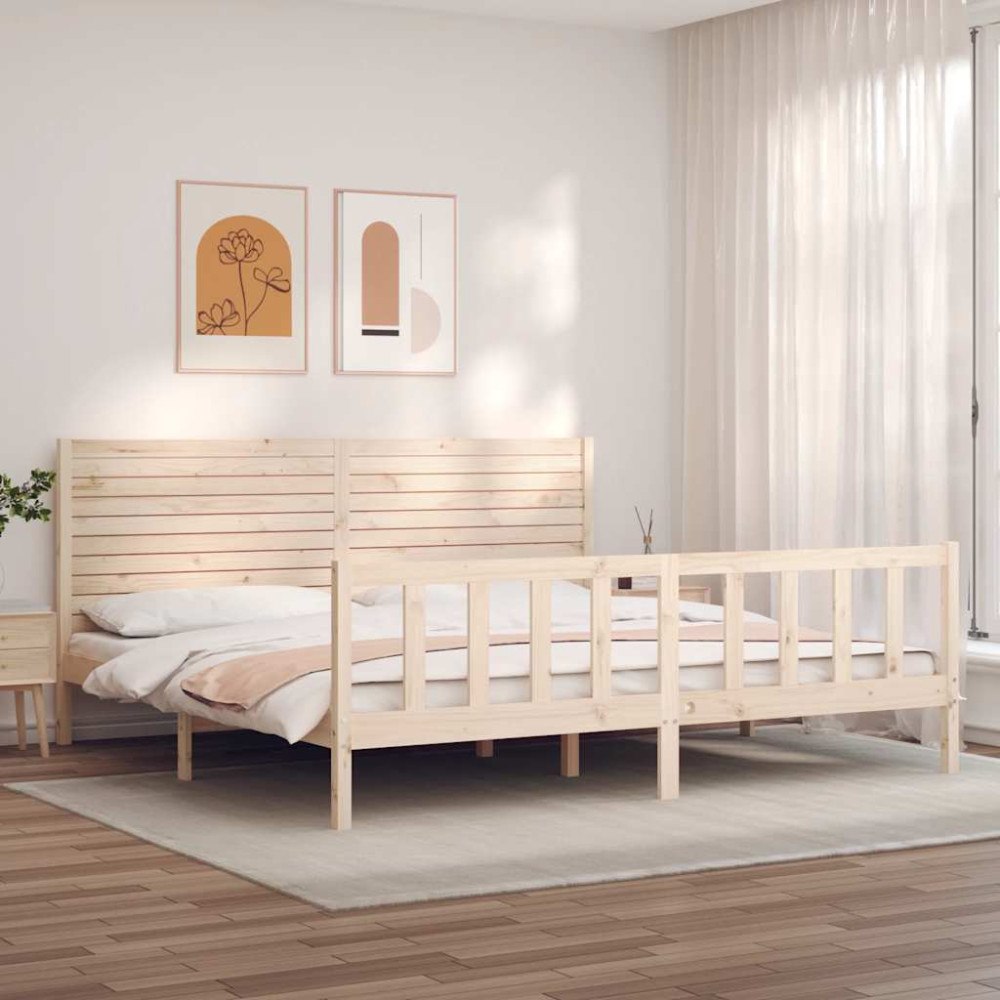 vidaXL Sängram utan madrass 200x200 cm massiv furu