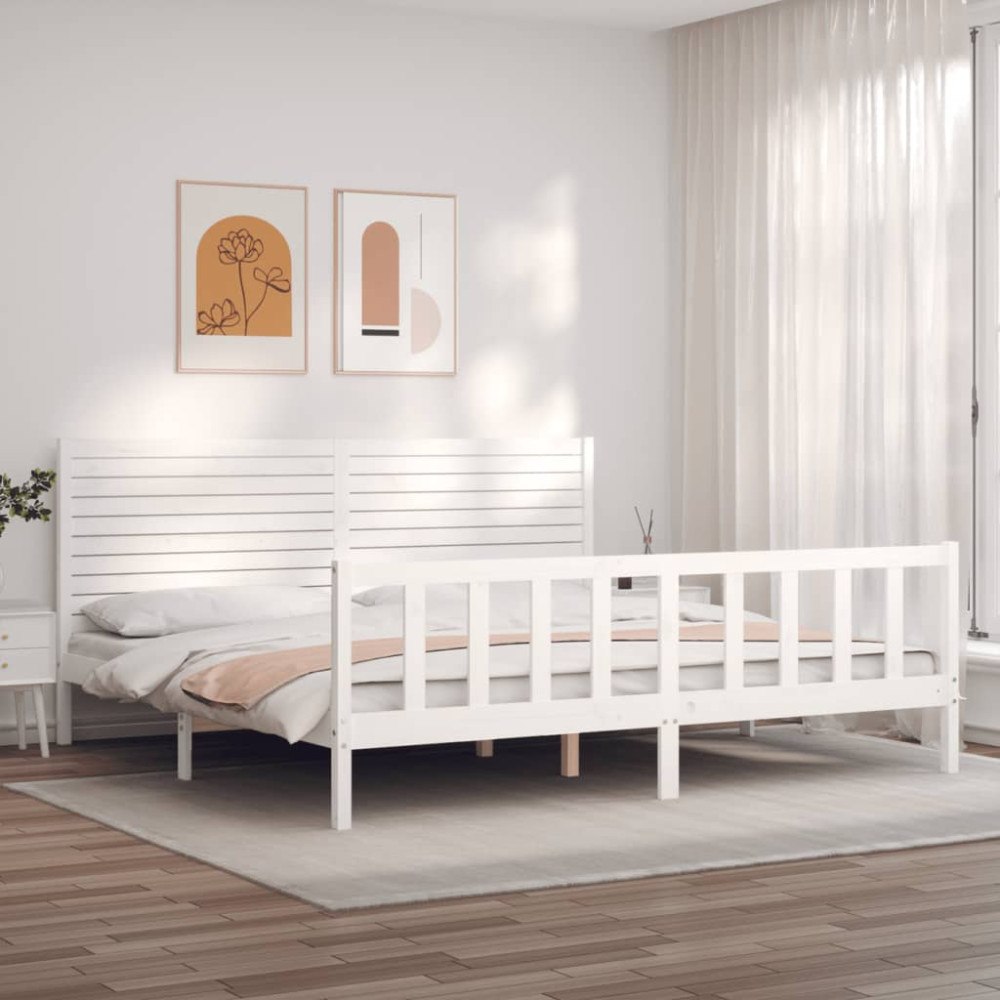 vidaXL Sängram utan madrass vit 200x200 cm massiv furu