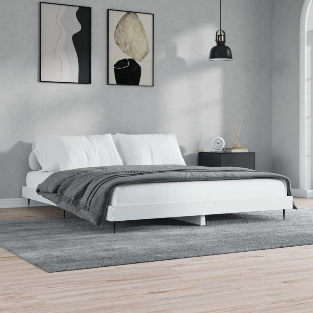 vidaXL Sängram vit 200x200 cm konstruerat trä