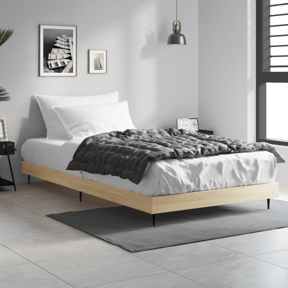 vidaXL Sängram utan madrass sonoma-ek 100x200 cm konstruerad trä