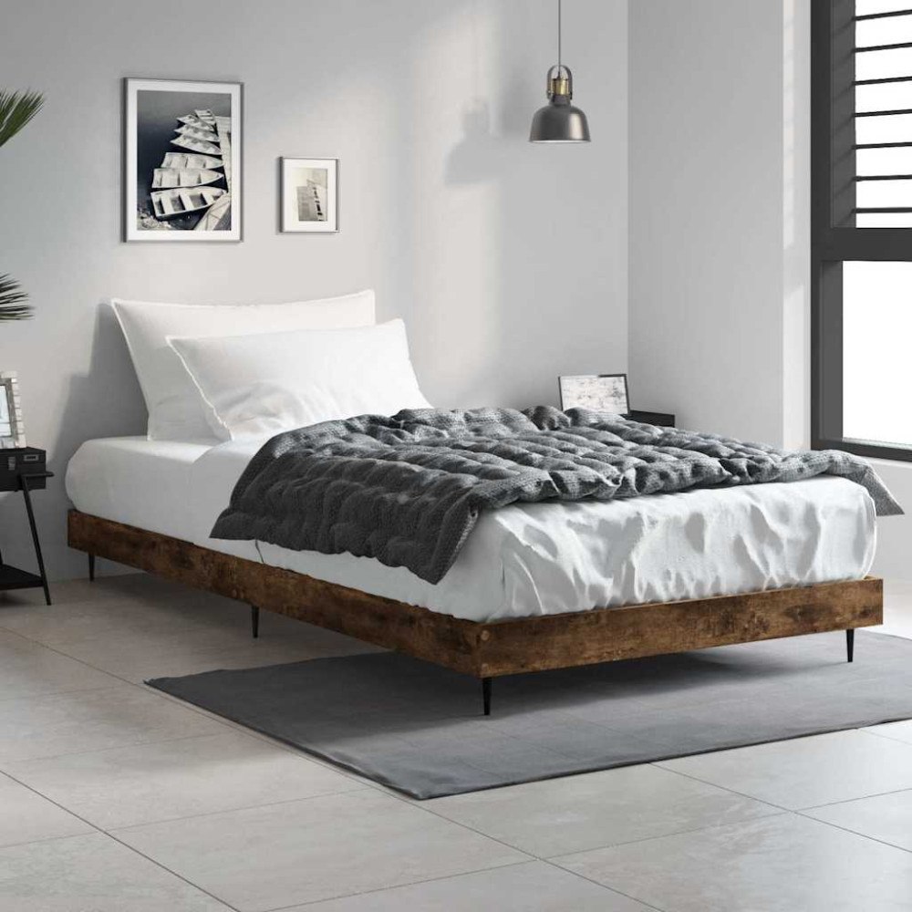 vidaXL Sängram utan madrass rökfärgad ek 90x200 cm konstruerad trä