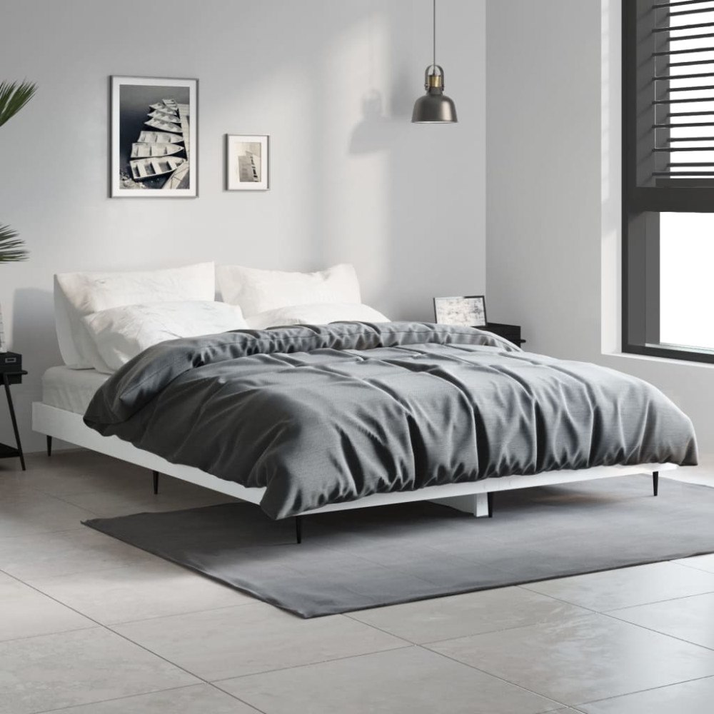 vidaXL Sängram vit 135x190 cm konstruerat trä