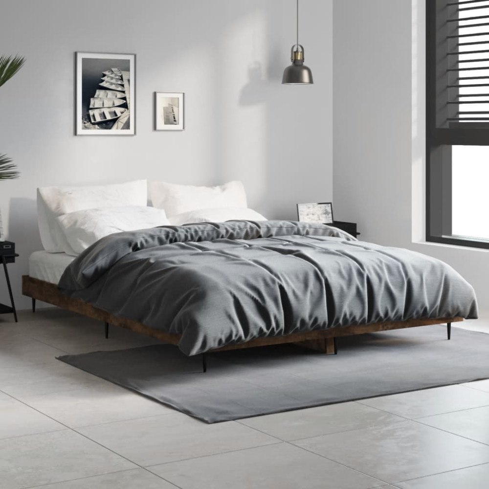 vidaXL Sängram rökfärgad ek 135x190 cm konstruerat trä