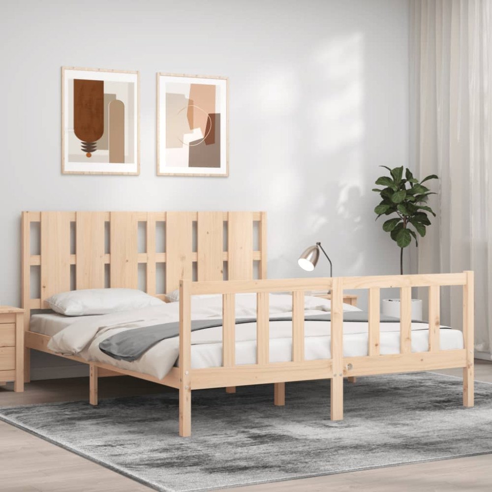 vidaXL Sängram utan madrass 160x200 cm massiv furu