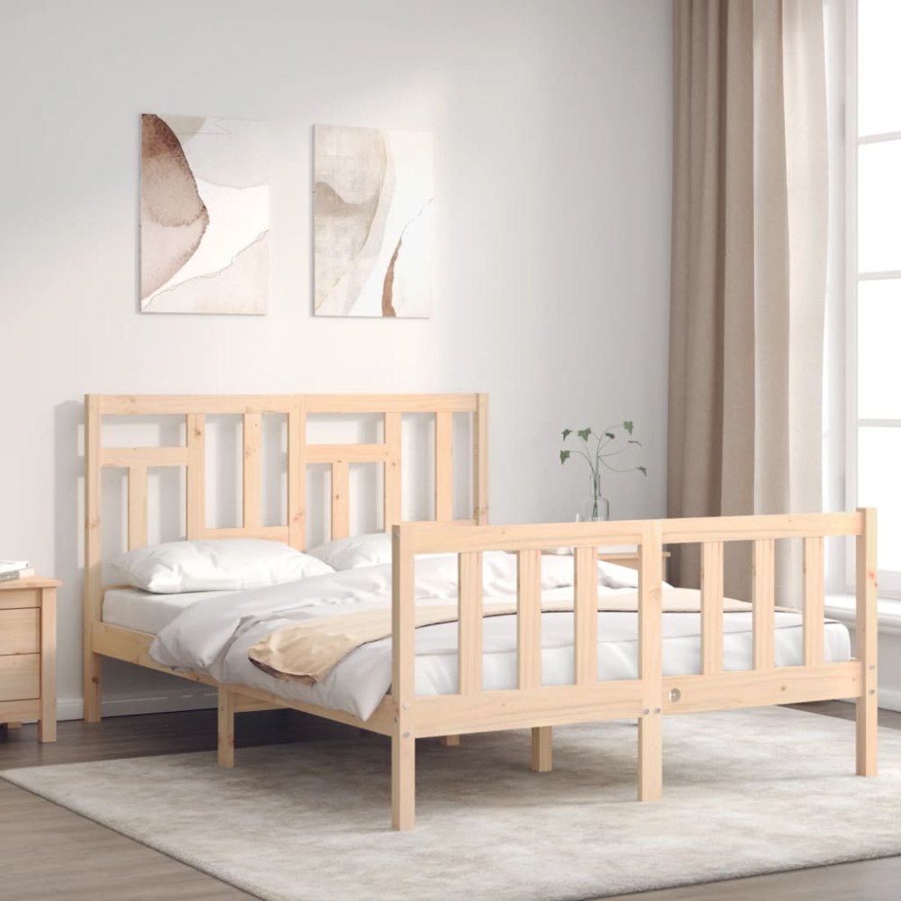 vidaXL Sängram utan madrass 140x190 cm massiv furu