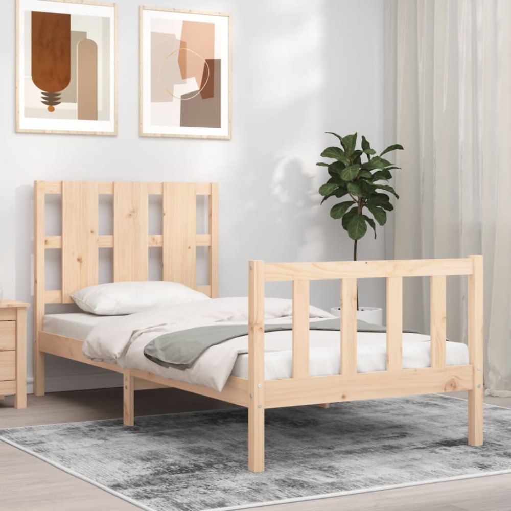 vidaXL Sängram utan madrass 90x190 cm massiv furu