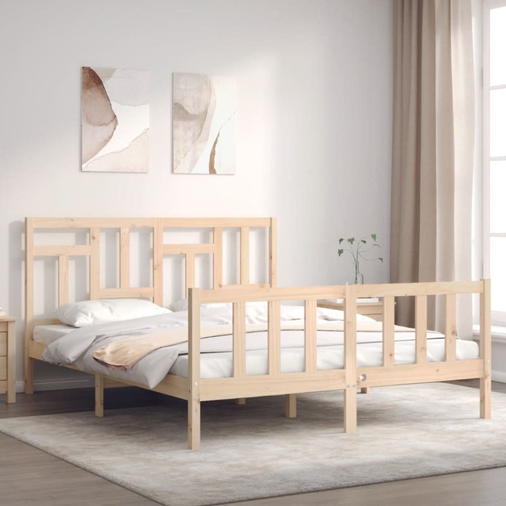 vidaXL Sängram utan madrass 160x200 cm massiv furu