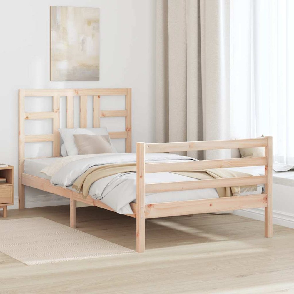 vidaXL Sängram utan madrass 100x200 cm massiv furu
