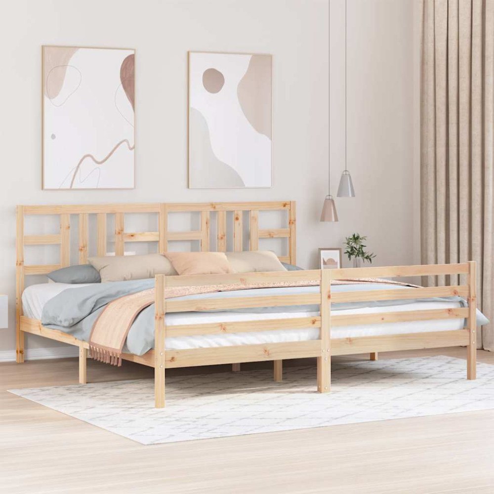 vidaXL Sängram med huvudgavel 200x200 cm massivt trä