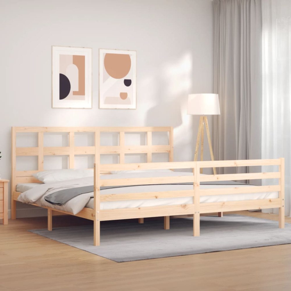 vidaXL Sängram med huvudgavel 200x200 cm massivt trä