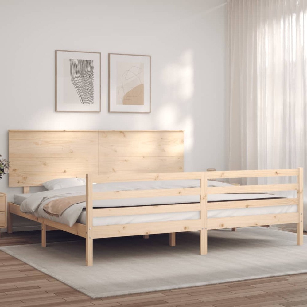 vidaXL Sängram med huvudgavel 200x200 cm massivt trä