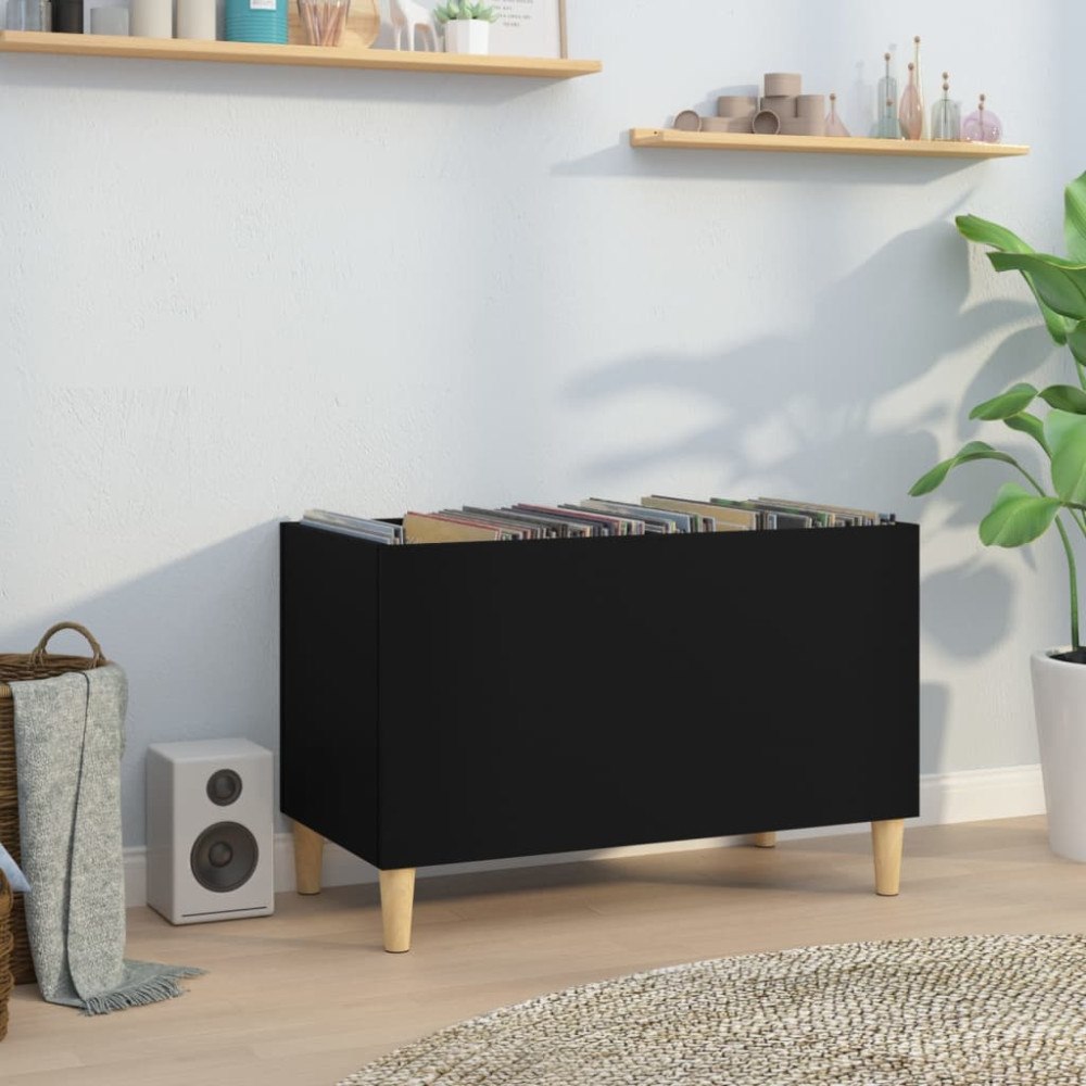 vidaXL Stereobänk svart 74,5x38x48 cm konstruerat trä