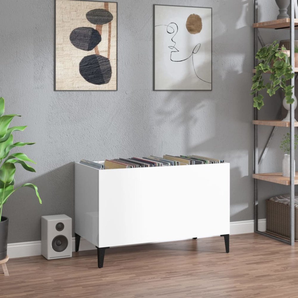 vidaXL Stereobänk vit högglans 74,5x38x48 cm konstruerat trä