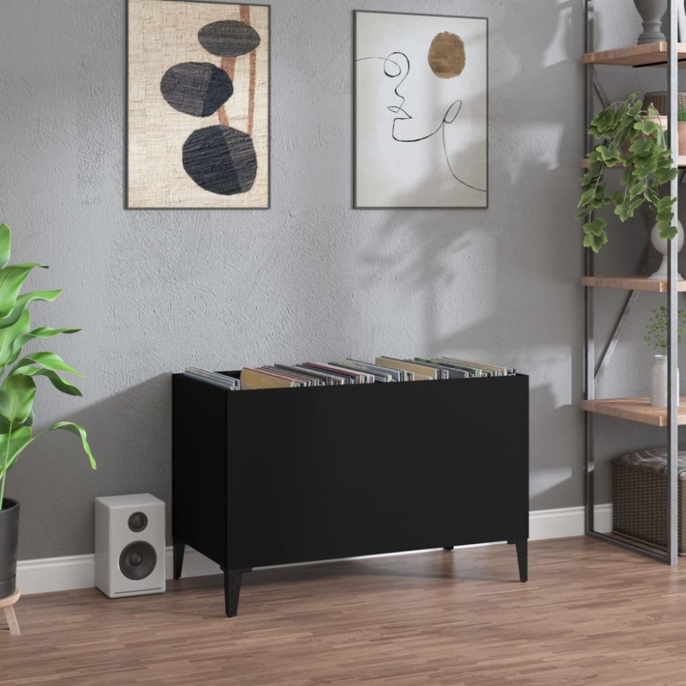 vidaXL Stereobänk svart 74,5x38x48 cm konstruerat trä