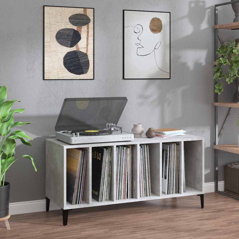 vidaXL Stereobänk betonggrå 100x38x48 cm konstruerat trä