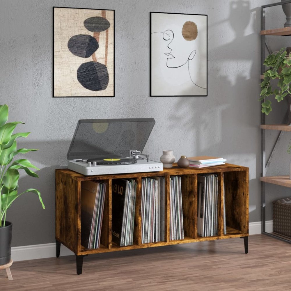vidaXL Stereobänk rökfärgad ek 100x38x48 cm konstruerat trä