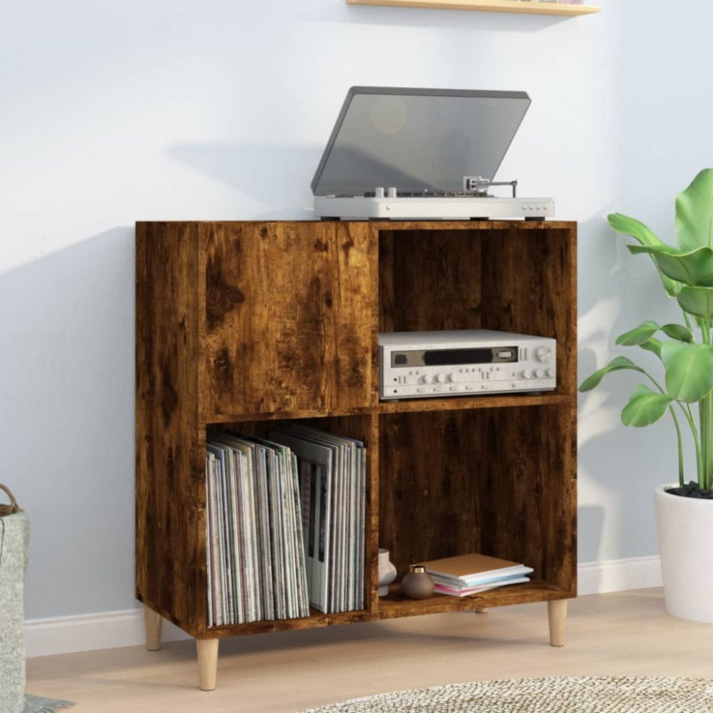 vidaXL Stereobänk rökfärgad ek 84,5x38x89 cm konstruerat trä