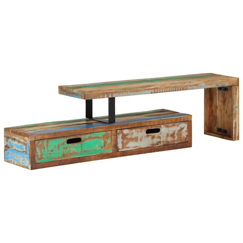 vidaXL TV-bänk (118-200) x 30 x 40 cm massivt återvunnet trä