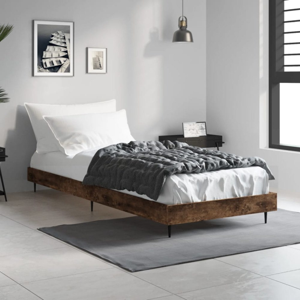 vidaXL Sängram utan madrass rökfärgad ek 75x190 cm konstruerad trä