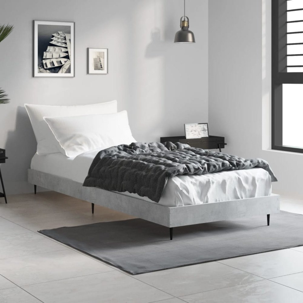 vidaXL Sängram betonggrå 75x190 cm konstruerad trä