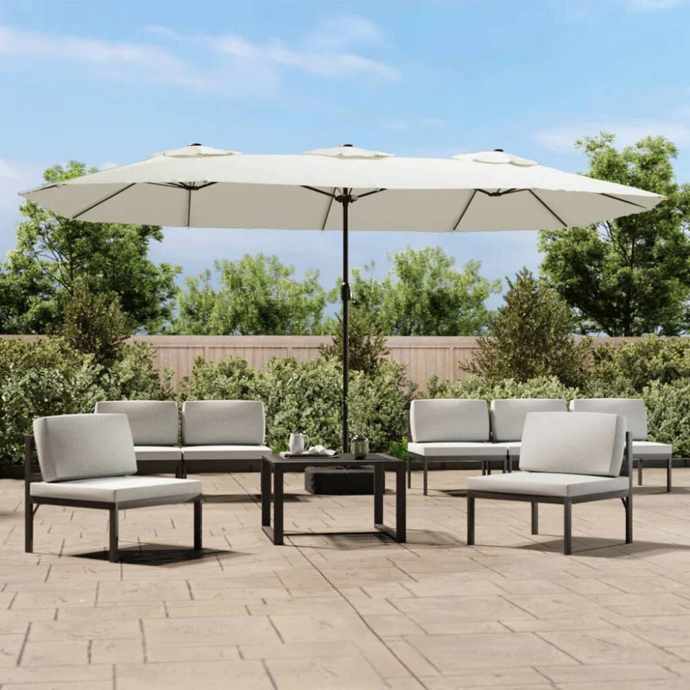 vidaXL Parasoll dubbelt sandvit 449x265 cm