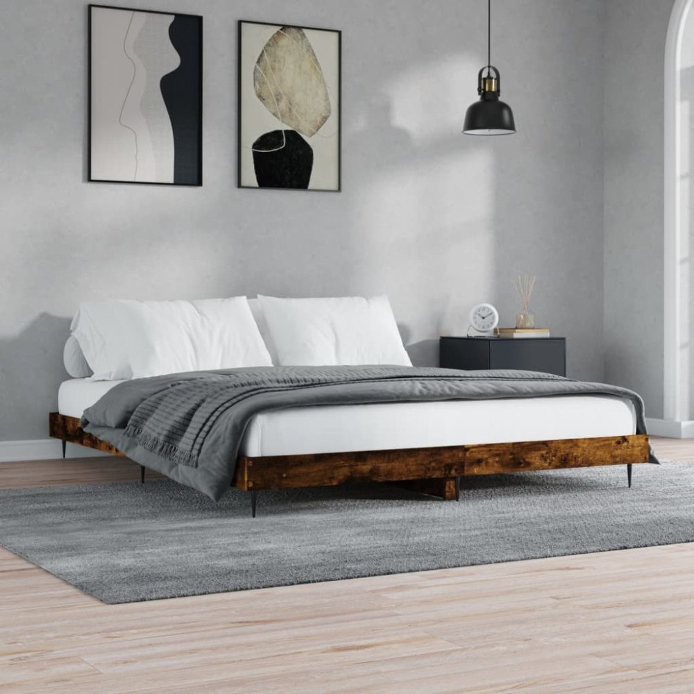 vidaXL Sängram utan madrass rökfärgad ek 120x200 cm konstruerad trä